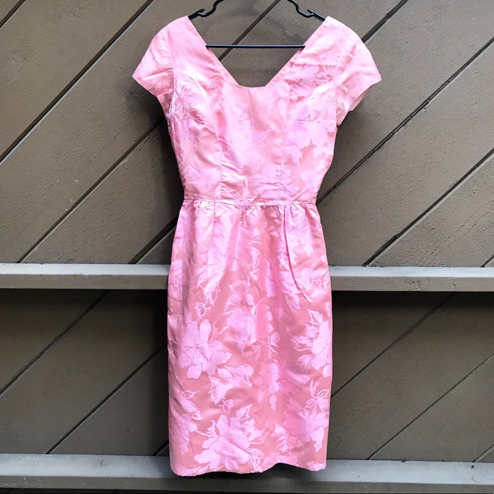 Vintage 60s Pink Silk Chinoiserie Dress